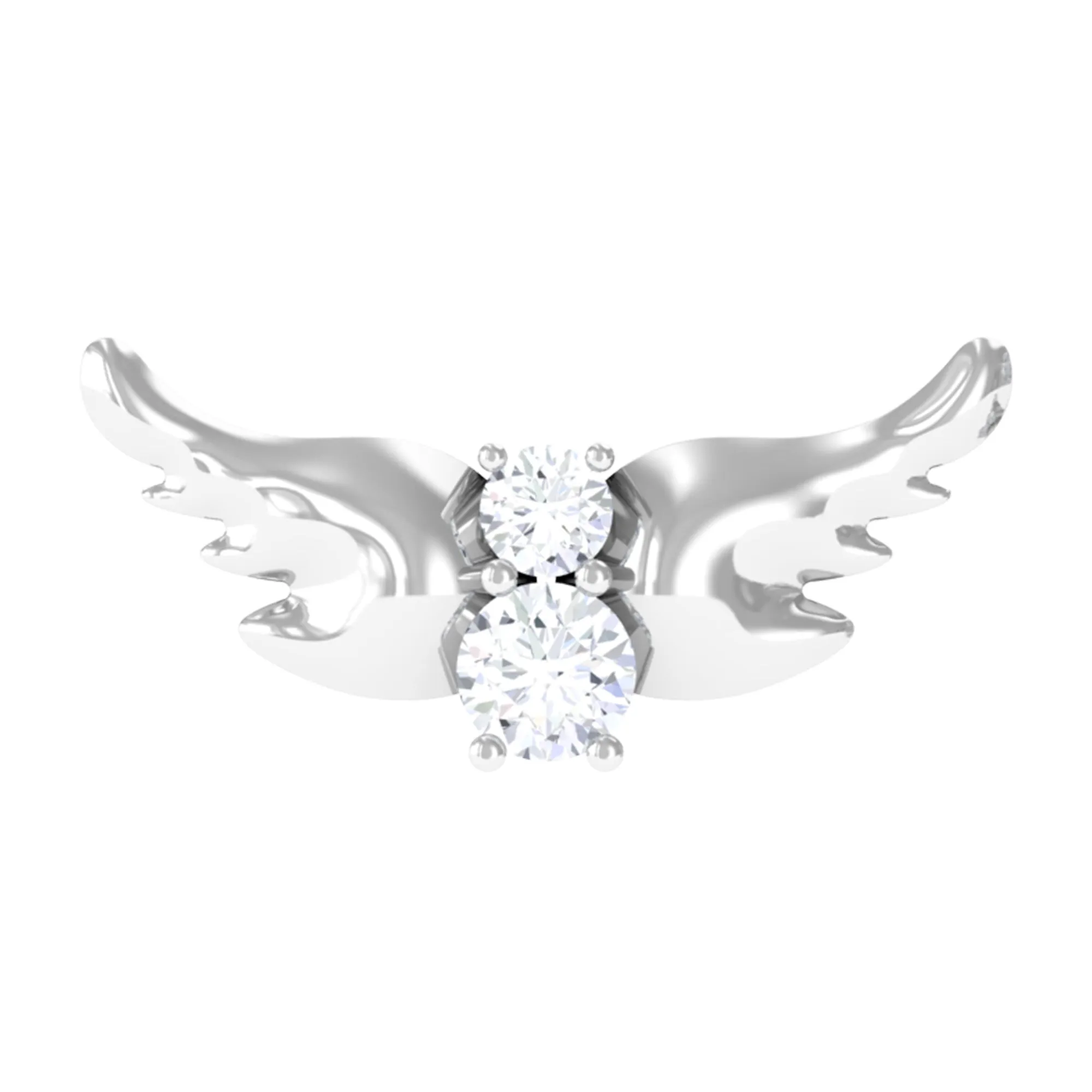 Round Moissanite Gold Bat Earring for Cartilage Piercing