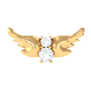 Round Moissanite Gold Bat Earring for Cartilage Piercing