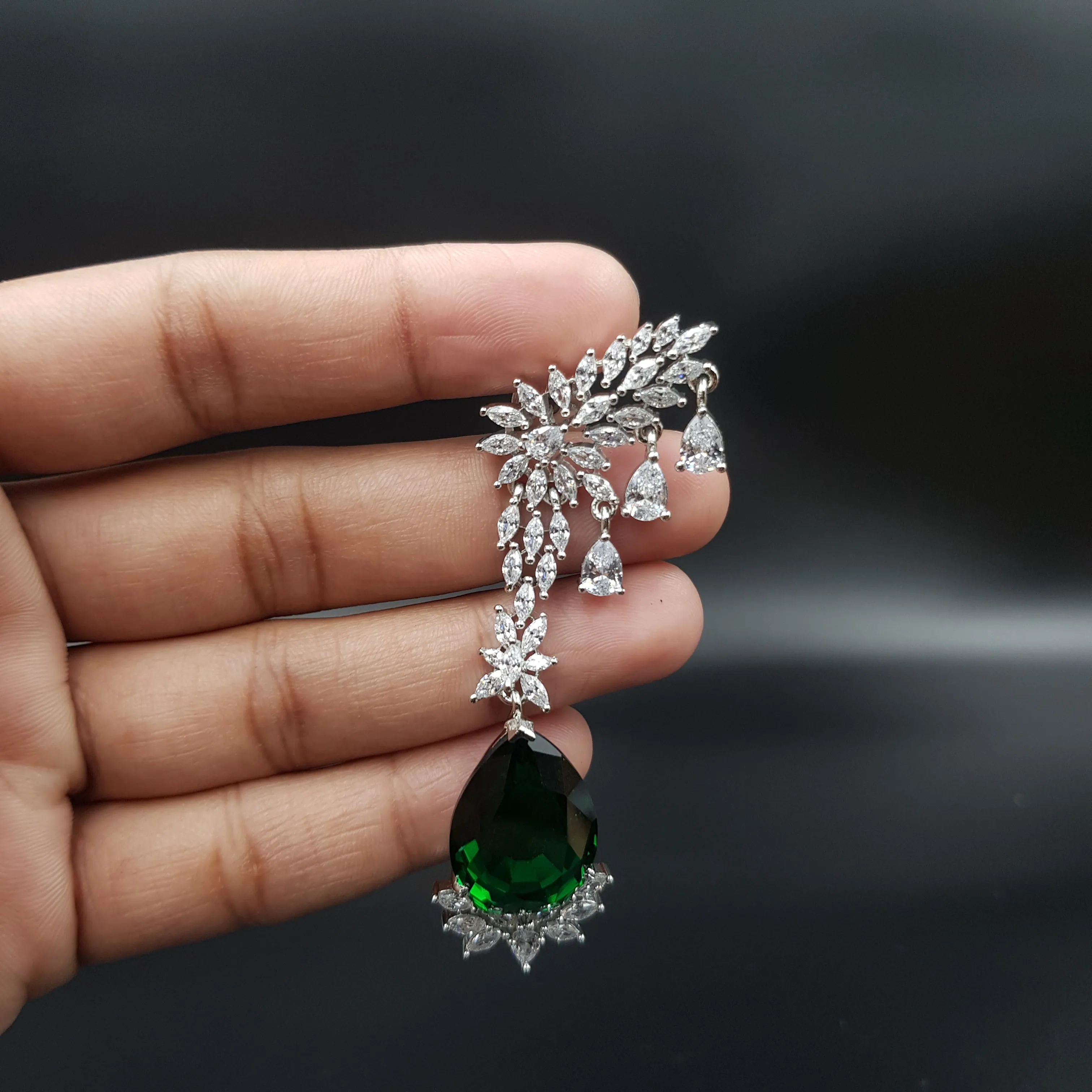 Round Neck Zircon/AD Necklace Set 10804-69