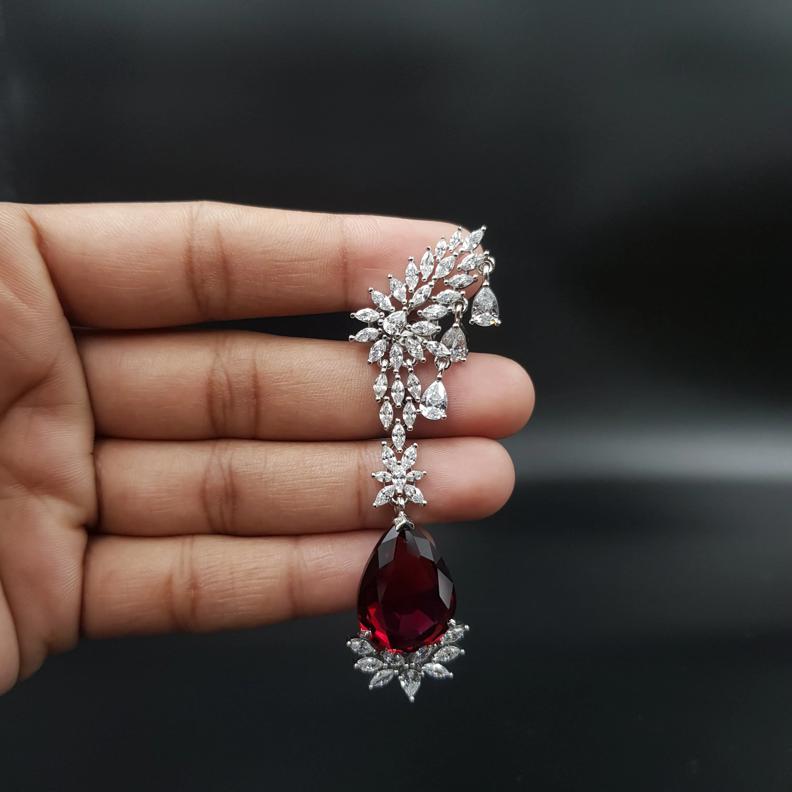 Round Neck Zircon/AD Necklace Set 10804-69