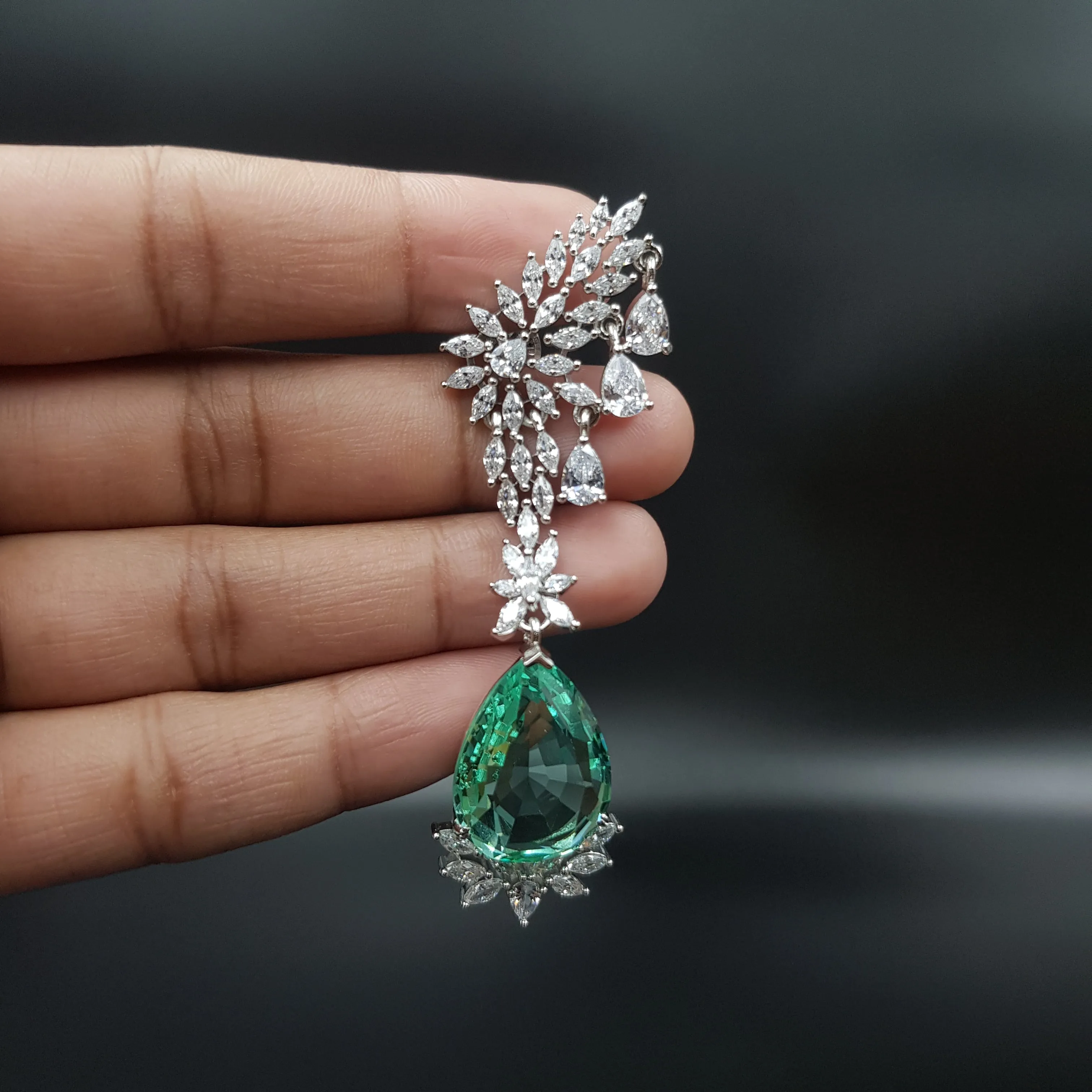 Round Neck Zircon/AD Necklace Set 10804-69