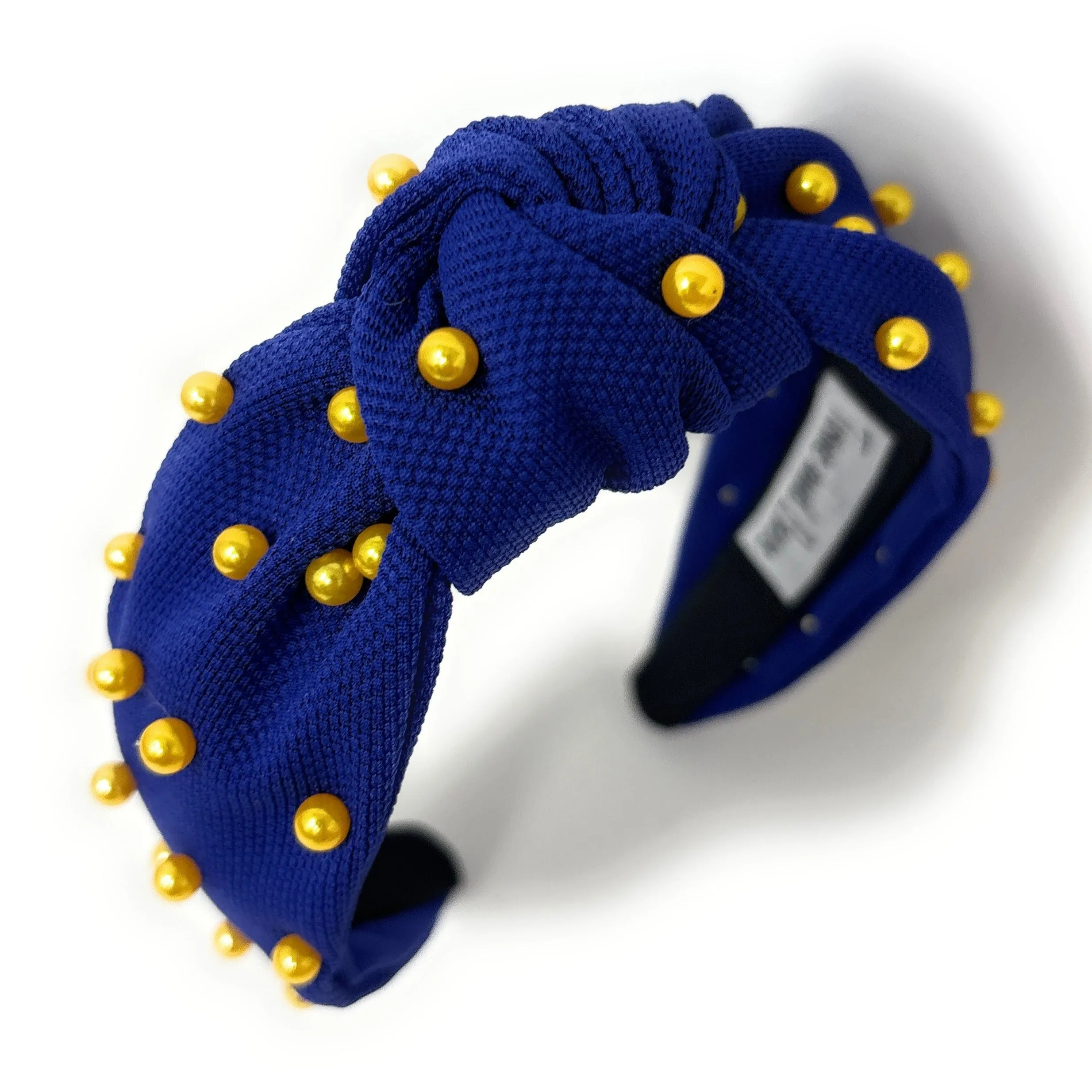 Royal Blue Gold Pearl Knot Headband