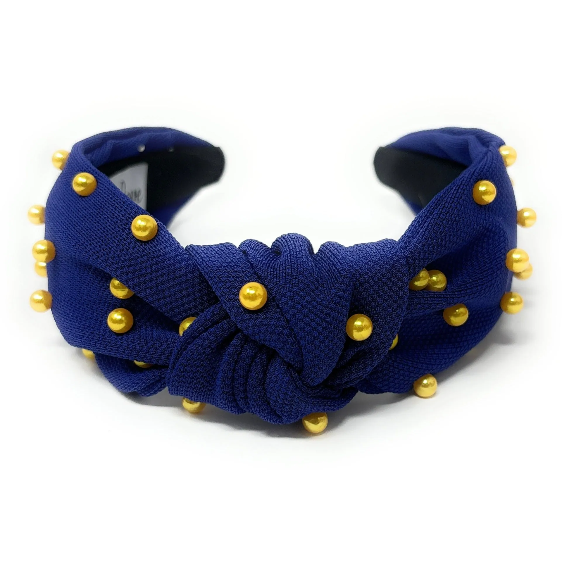 Royal Blue Gold Pearl Knot Headband