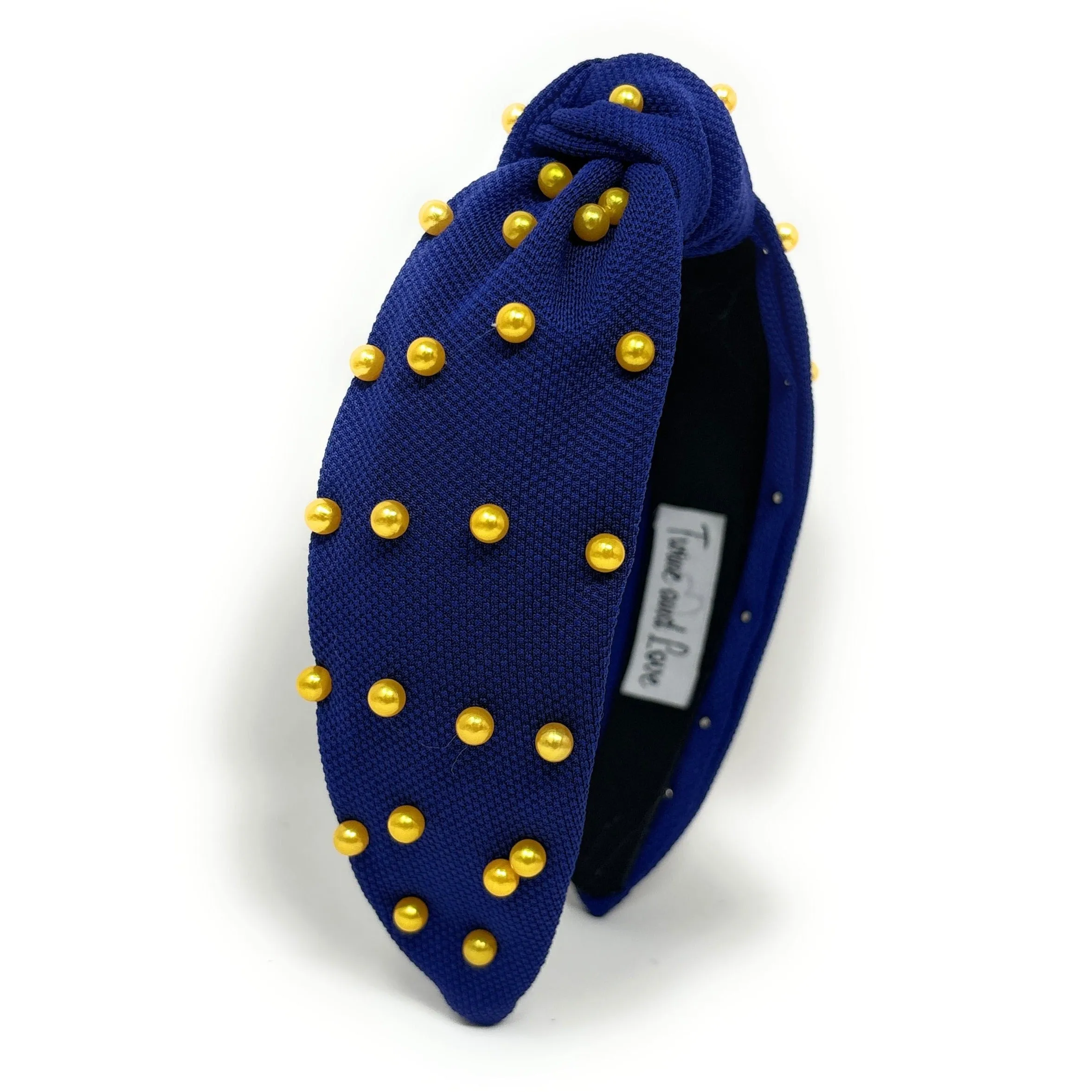 Royal Blue Gold Pearl Knot Headband