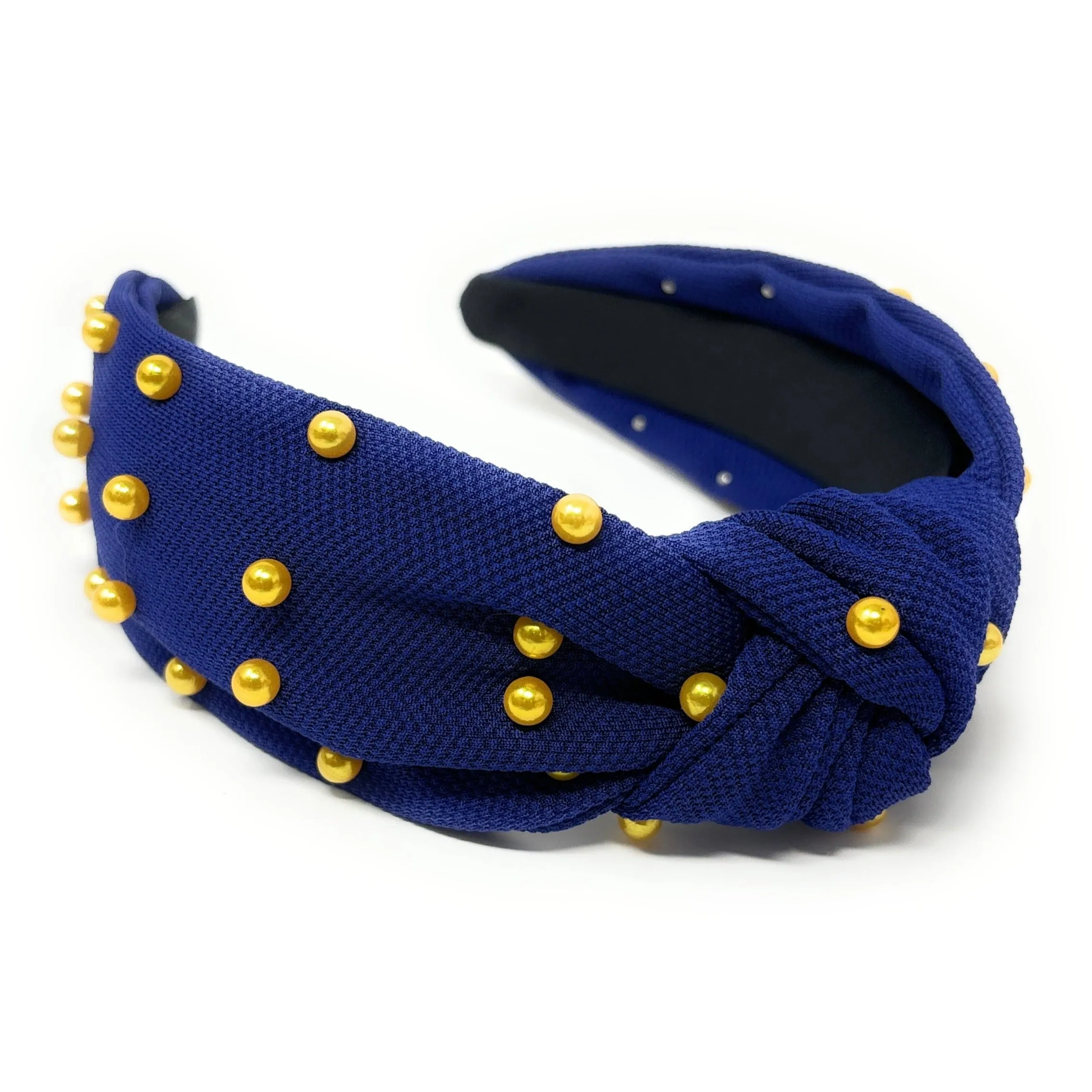 Royal Blue Gold Pearl Knot Headband