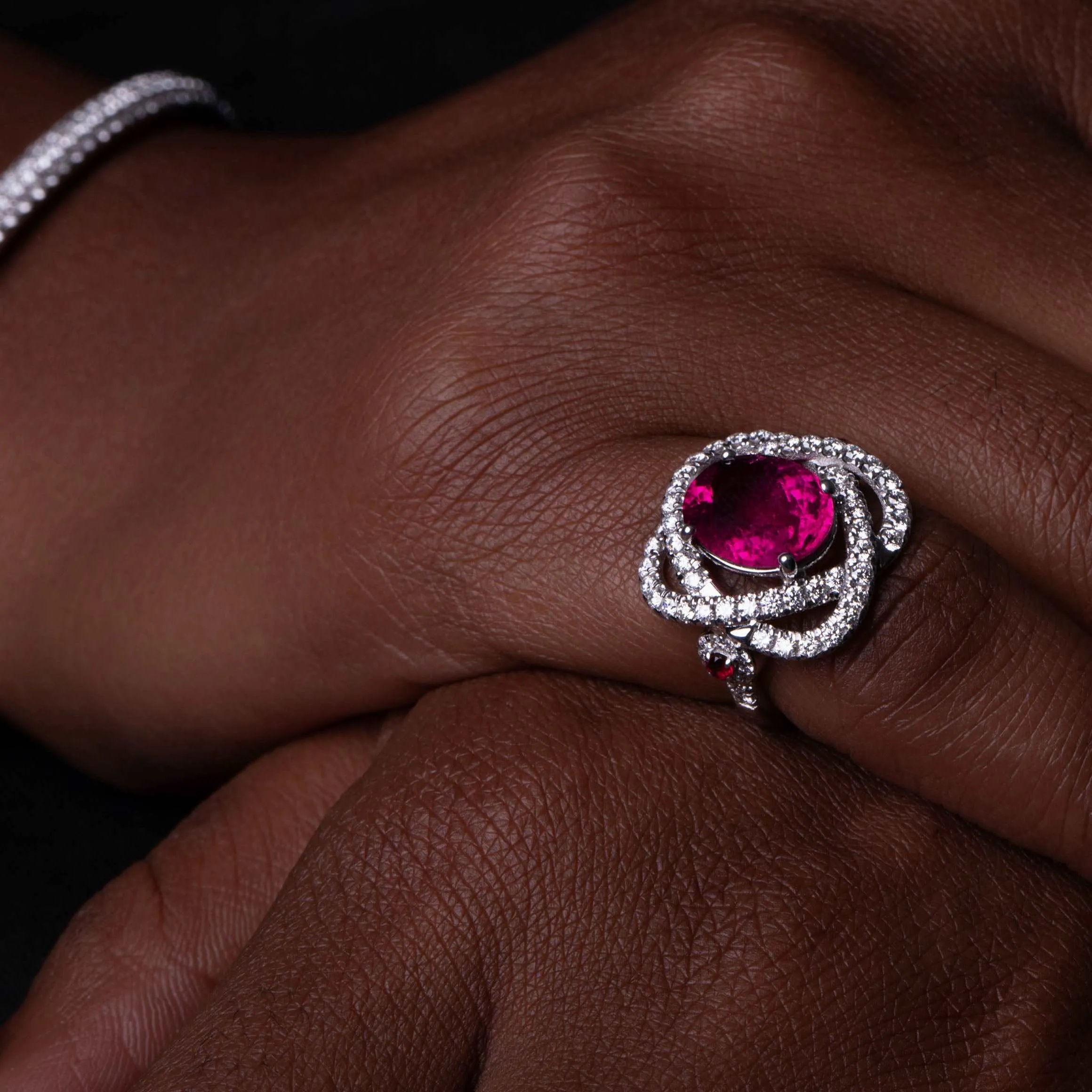 Rubellite & Diamond Cocktail Ring
