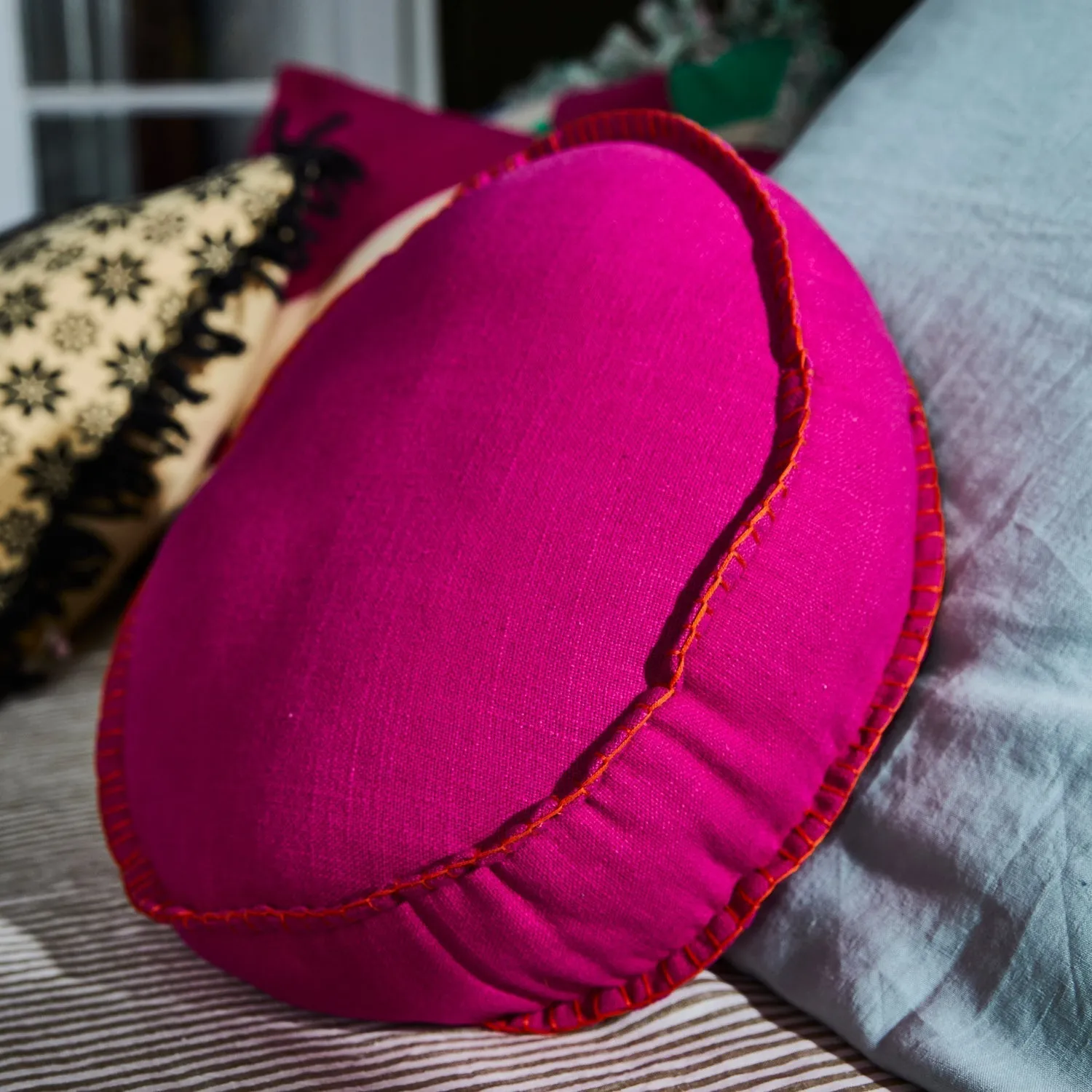 Rylie Round Cushion - Berry - Sage & Clare