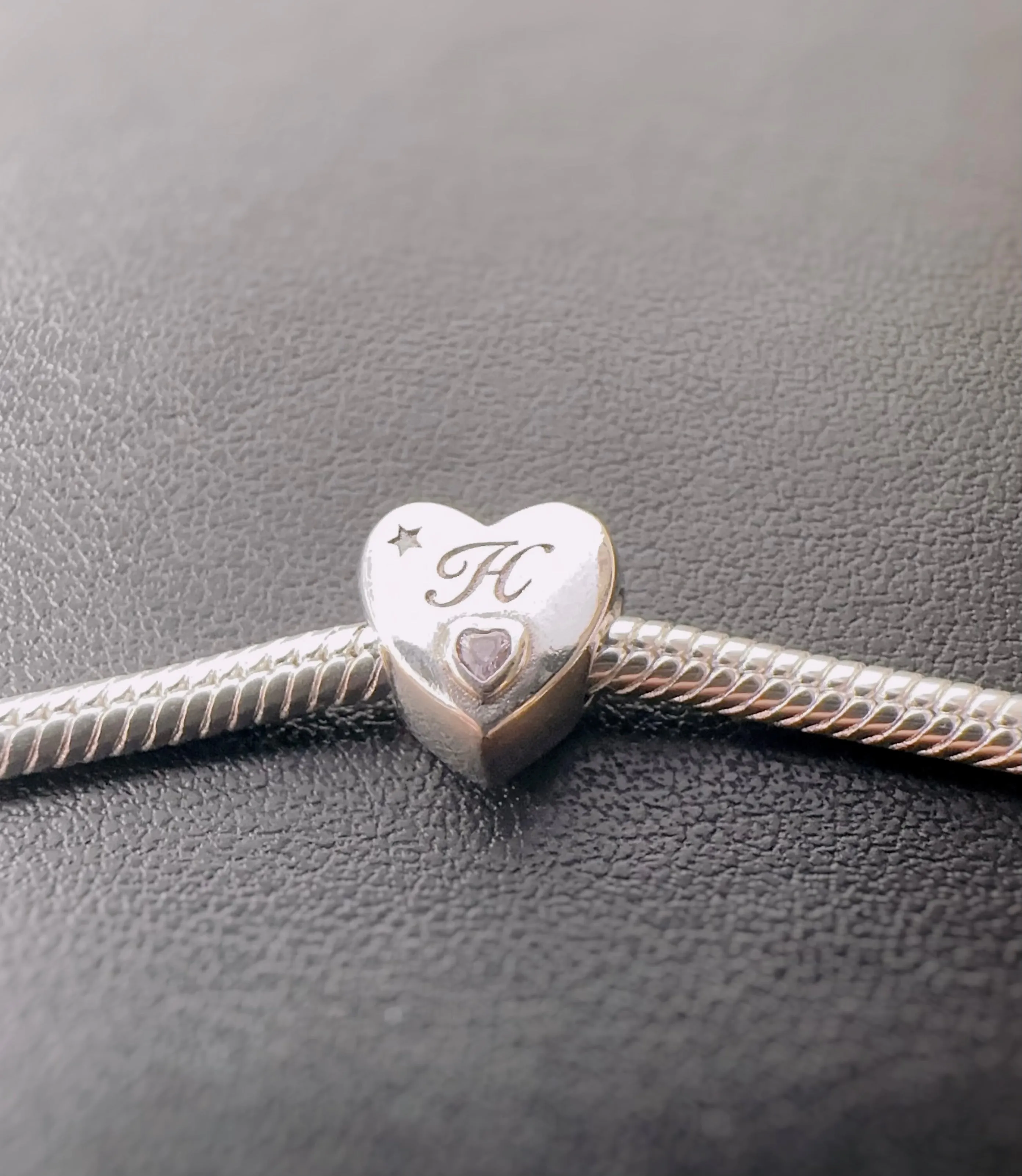 S925 Silver New Alphabet Initial Letter H Heart Charm For Bracelet and Necklace