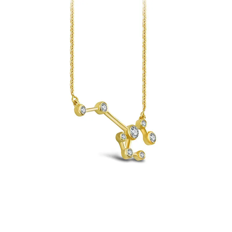 Sagittarius Zodiac Constellation Necklace 18k Gold & Diamond
