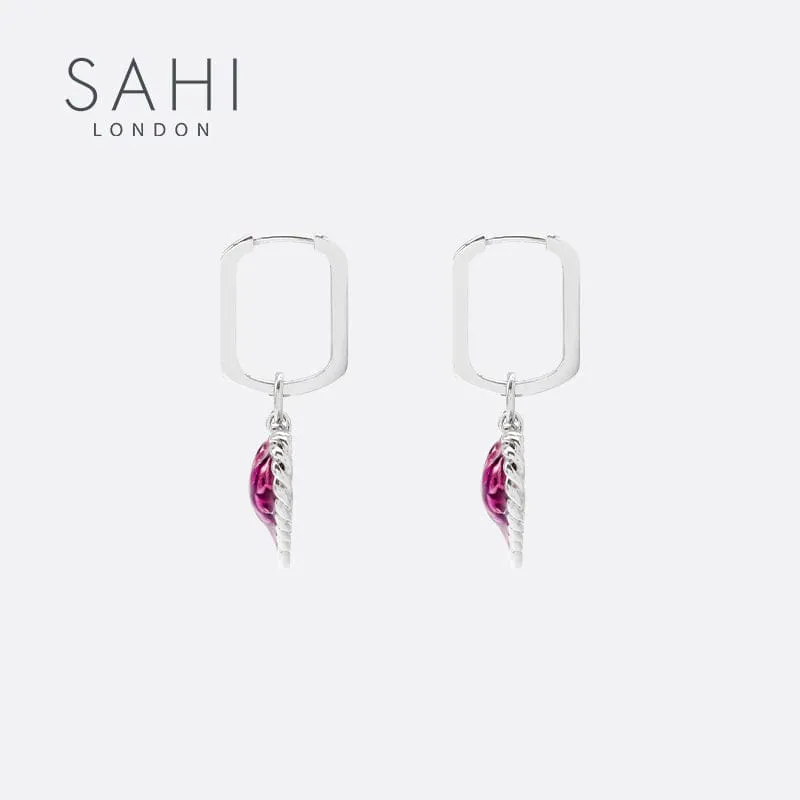 Sahi Love Heart Enameled Drop Dangling Earing