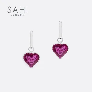 Sahi Love Heart Enameled Drop Dangling Earing