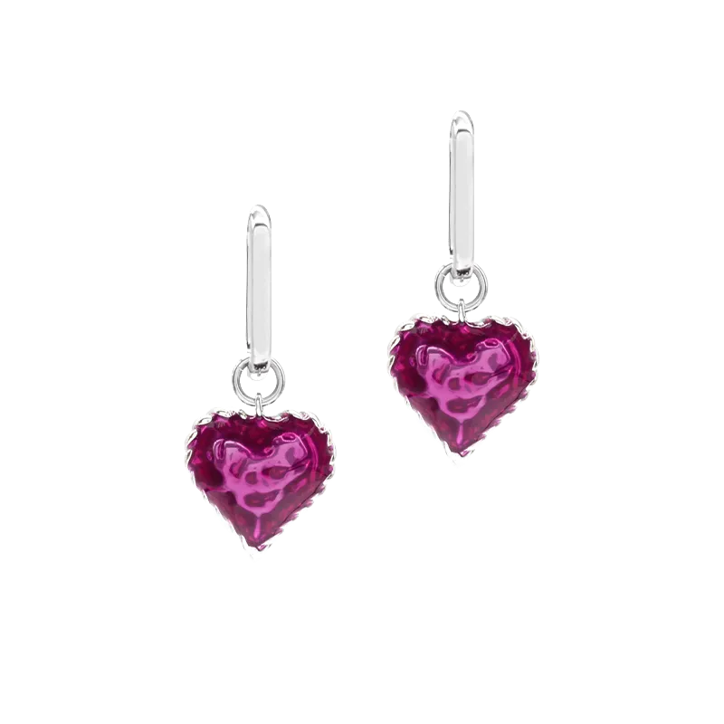 Sahi Love Heart Enameled Drop Dangling Earing
