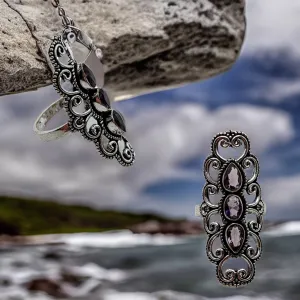 Silver, Amethyst, heart, Ring.