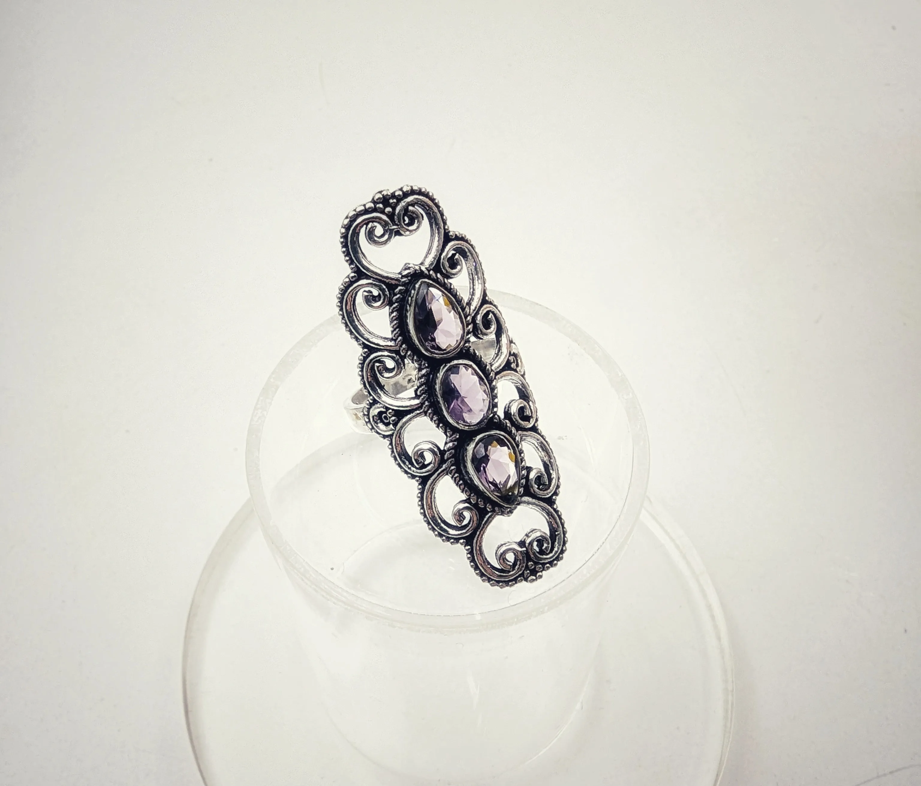 Silver, Amethyst, heart, Ring.