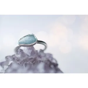 Silver Aquamarine crystal ring | Raw aquamarine ring