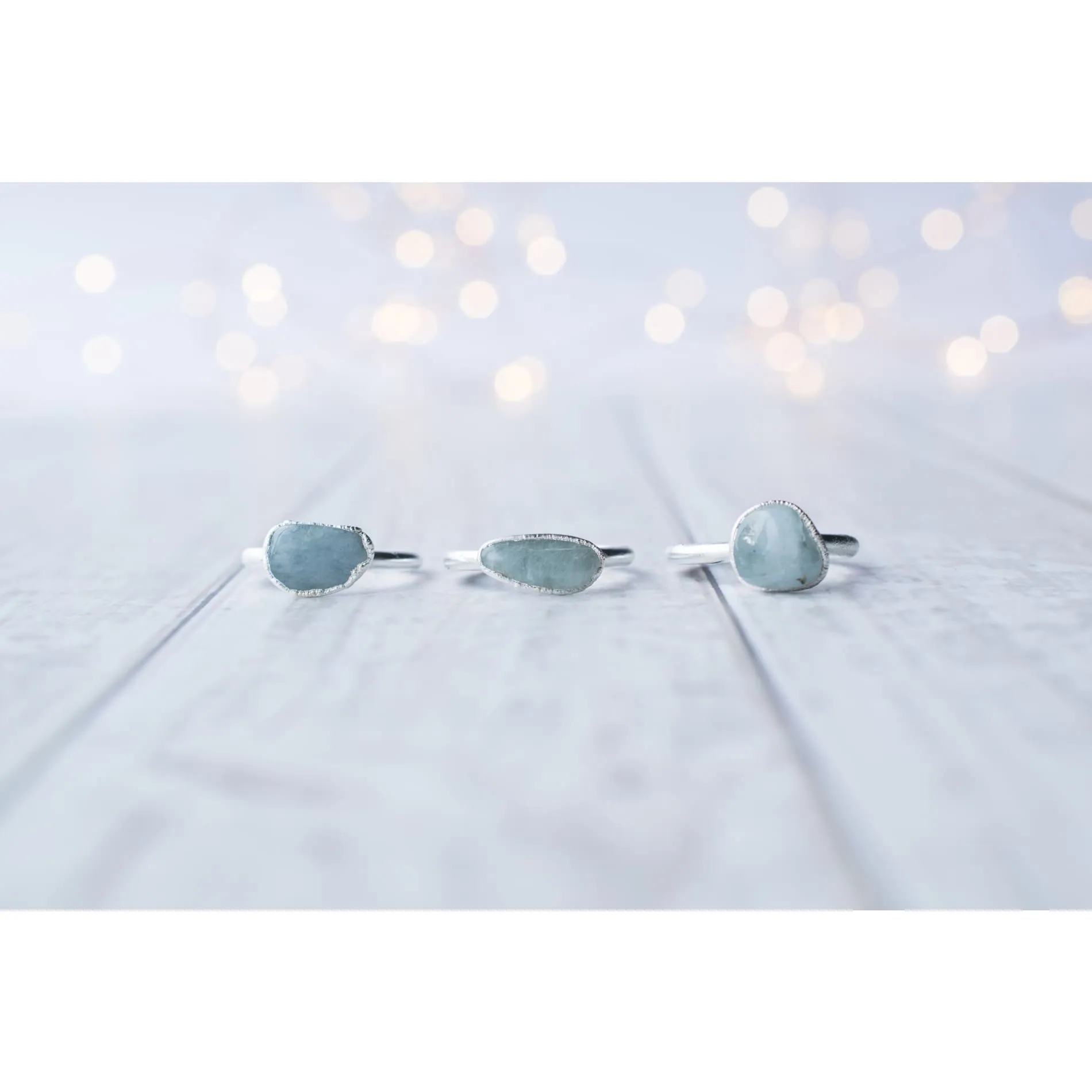 Silver Aquamarine crystal ring | Raw aquamarine ring