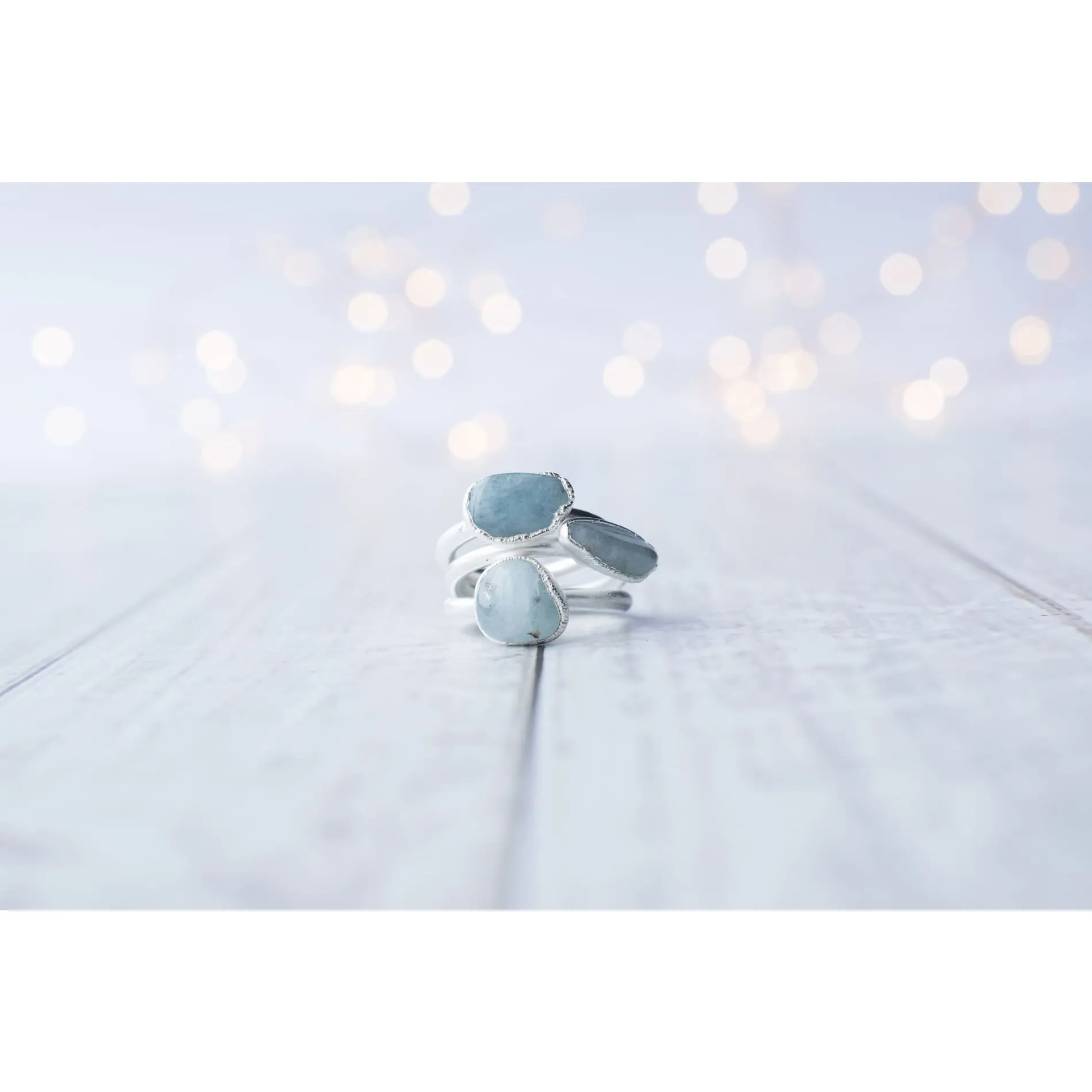 Silver Aquamarine crystal ring | Raw aquamarine ring
