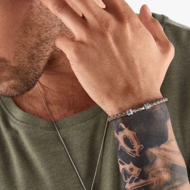 Silver Leather Grey Bracelet A2011-682-5