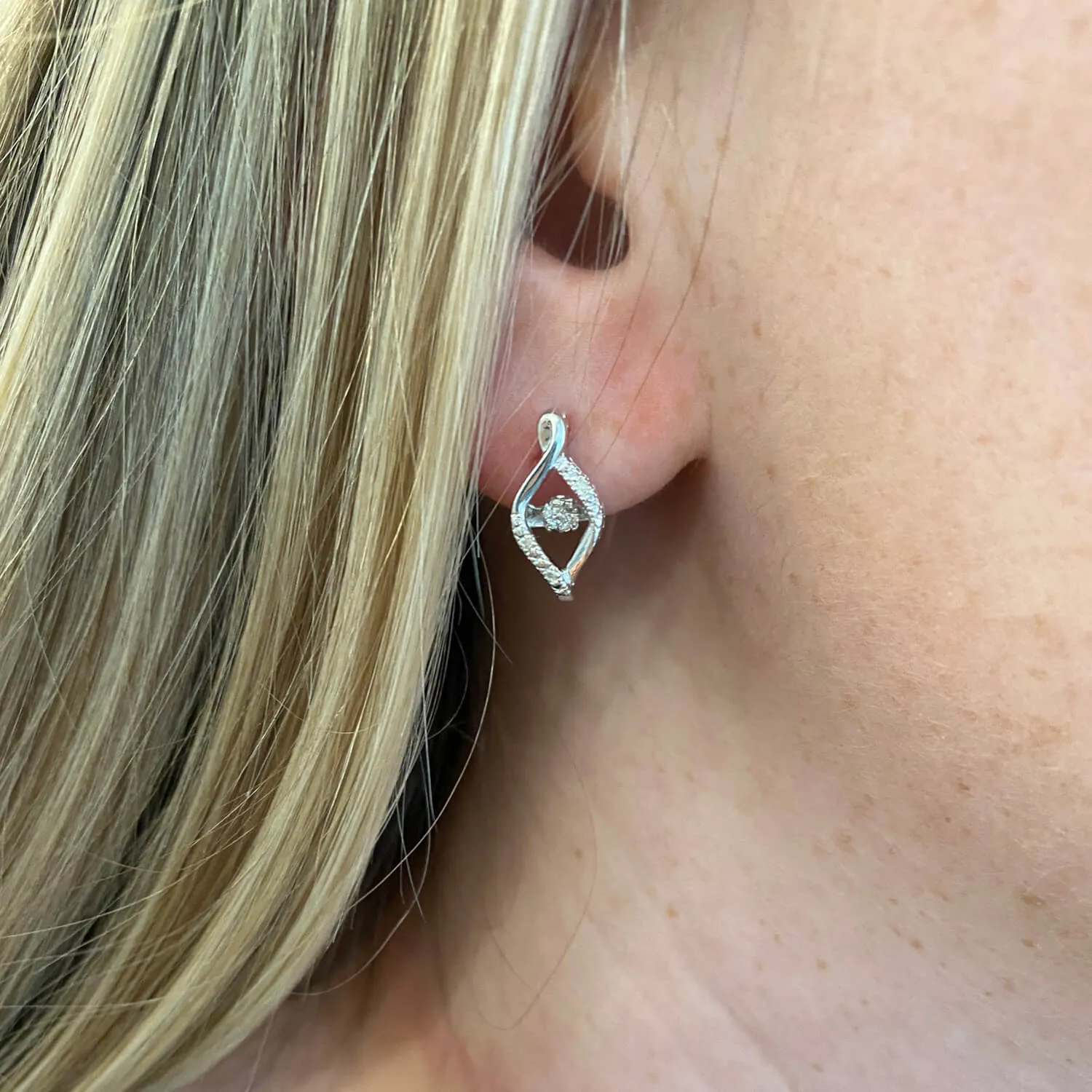 Silver "Glittering" Diamond Earrings