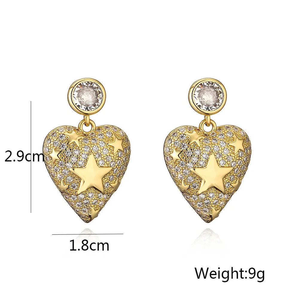 Sisslia New Luxury Jewelry Fashion Zirconia 925 Silver Needles Heart Crystal Drop Earrings