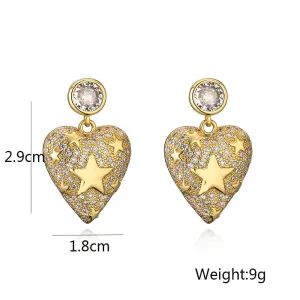 Sisslia New Luxury Jewelry Fashion Zirconia 925 Silver Needles Heart Crystal Drop Earrings