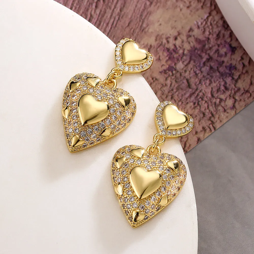 Sisslia New Luxury Jewelry Fashion Zirconia 925 Silver Needles Heart Crystal Drop Earrings