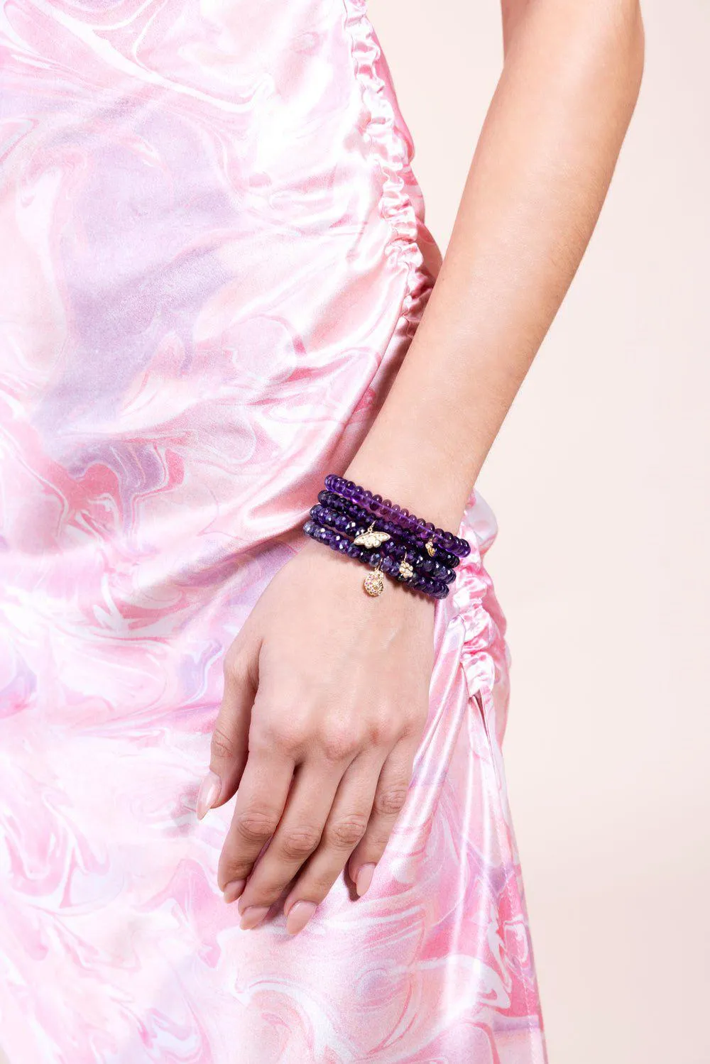 Small Celestial Moth Amethyst Charm Bracelet