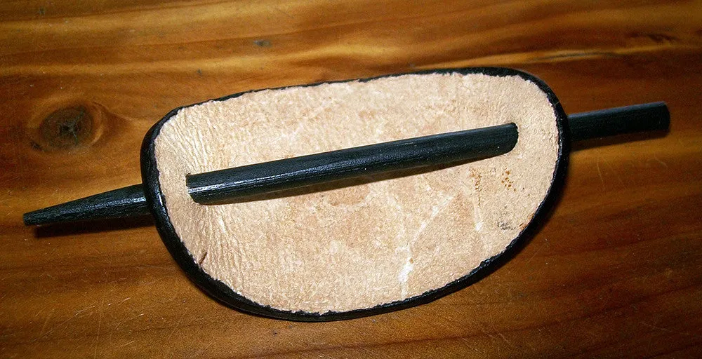 Small Leather Barrette Geometric Two Tone