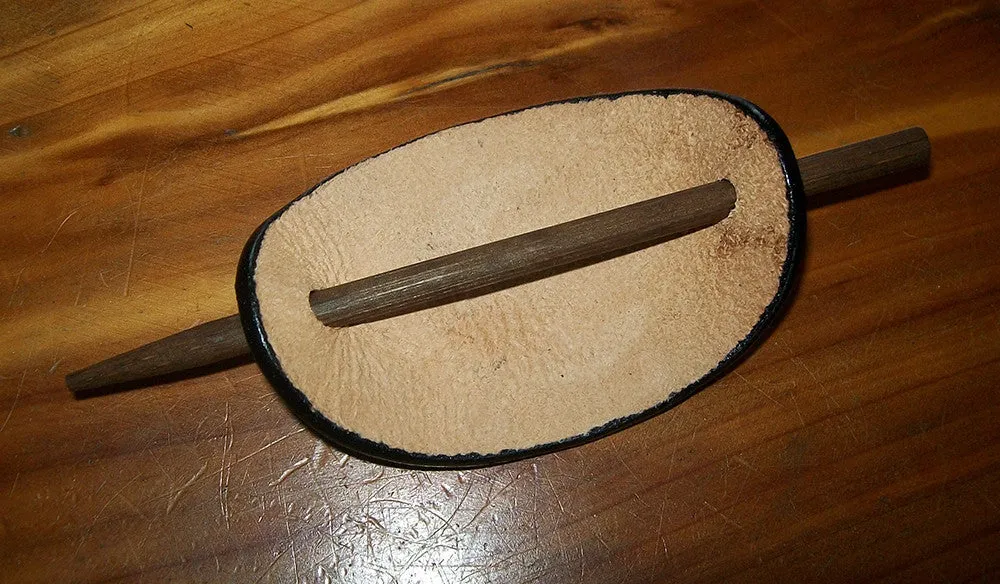 Small Leather Stick Barrette 2 Tone Daisy