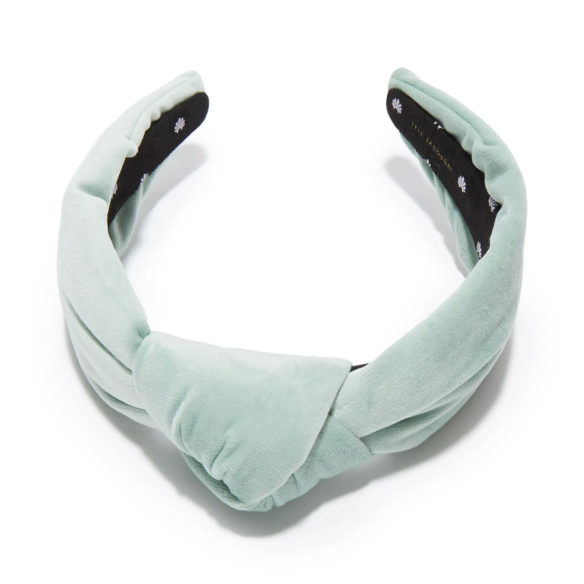SMOKY AQUA VELVET KNOTTED HEADBAND