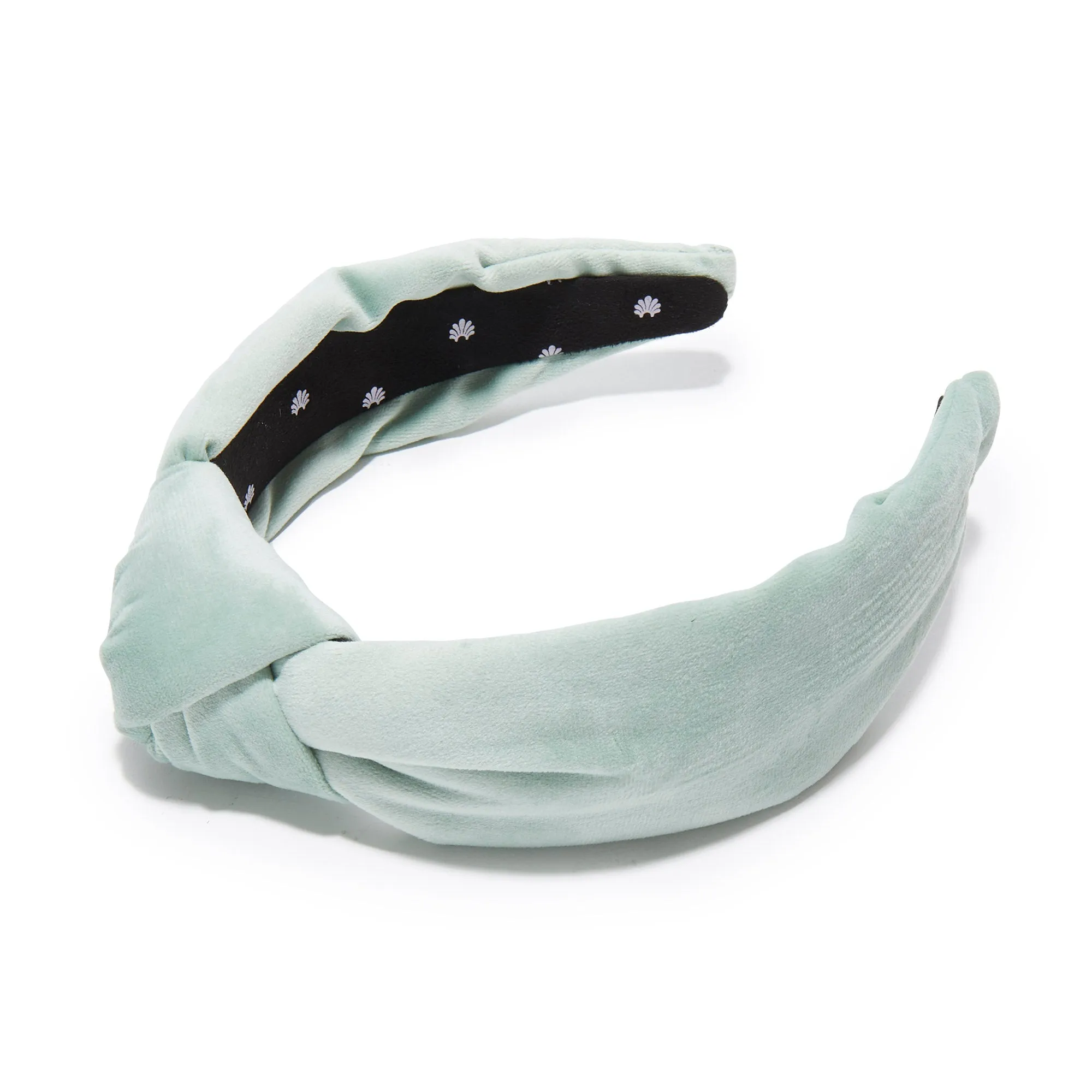 SMOKY AQUA VELVET KNOTTED HEADBAND