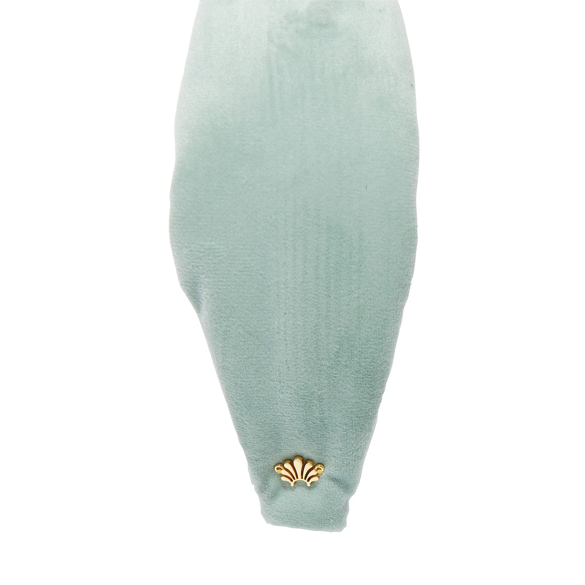 SMOKY AQUA VELVET KNOTTED HEADBAND