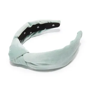 SMOKY AQUA VELVET KNOTTED HEADBAND