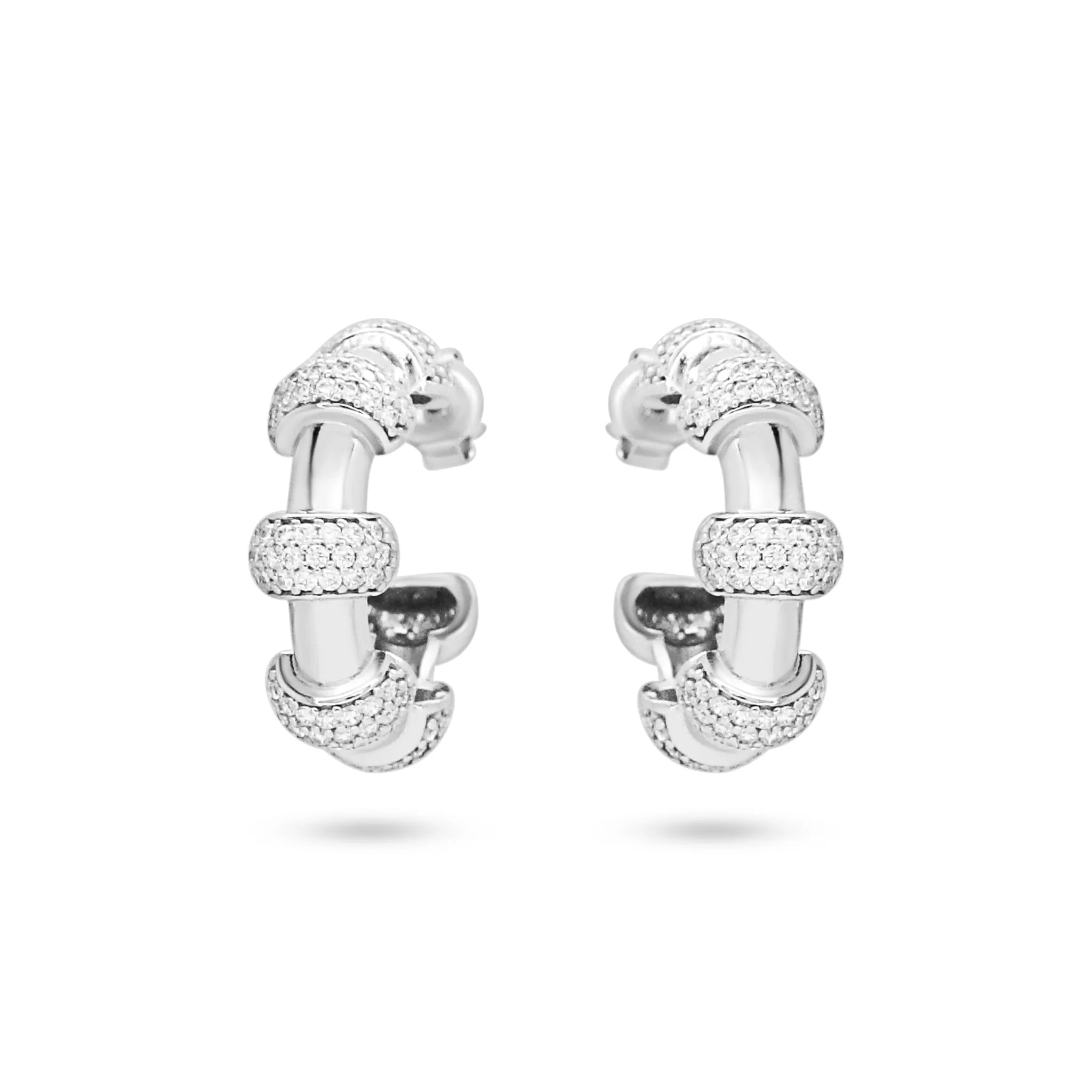 Sparkling Pave Segmented Link Hoops