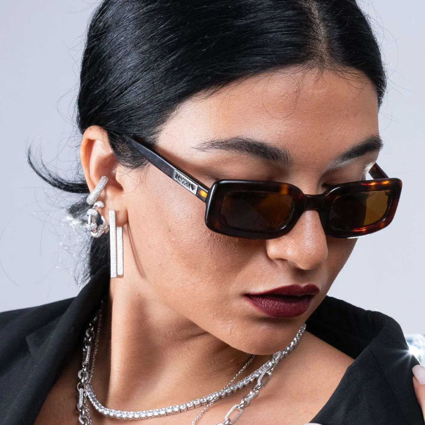 Sparkling Pave Segmented Link Hoops