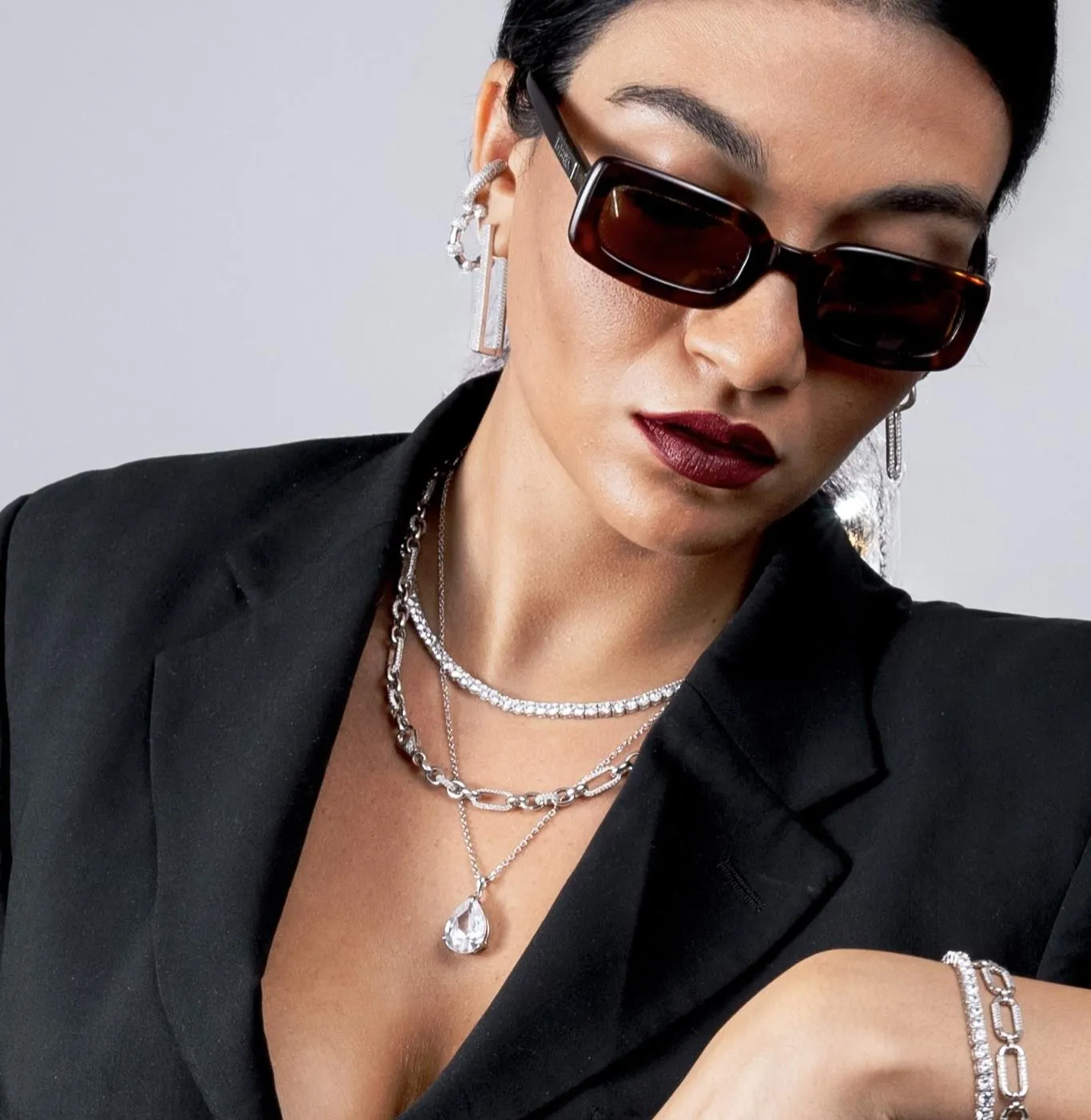 Sparkling Pave Segmented Link Hoops