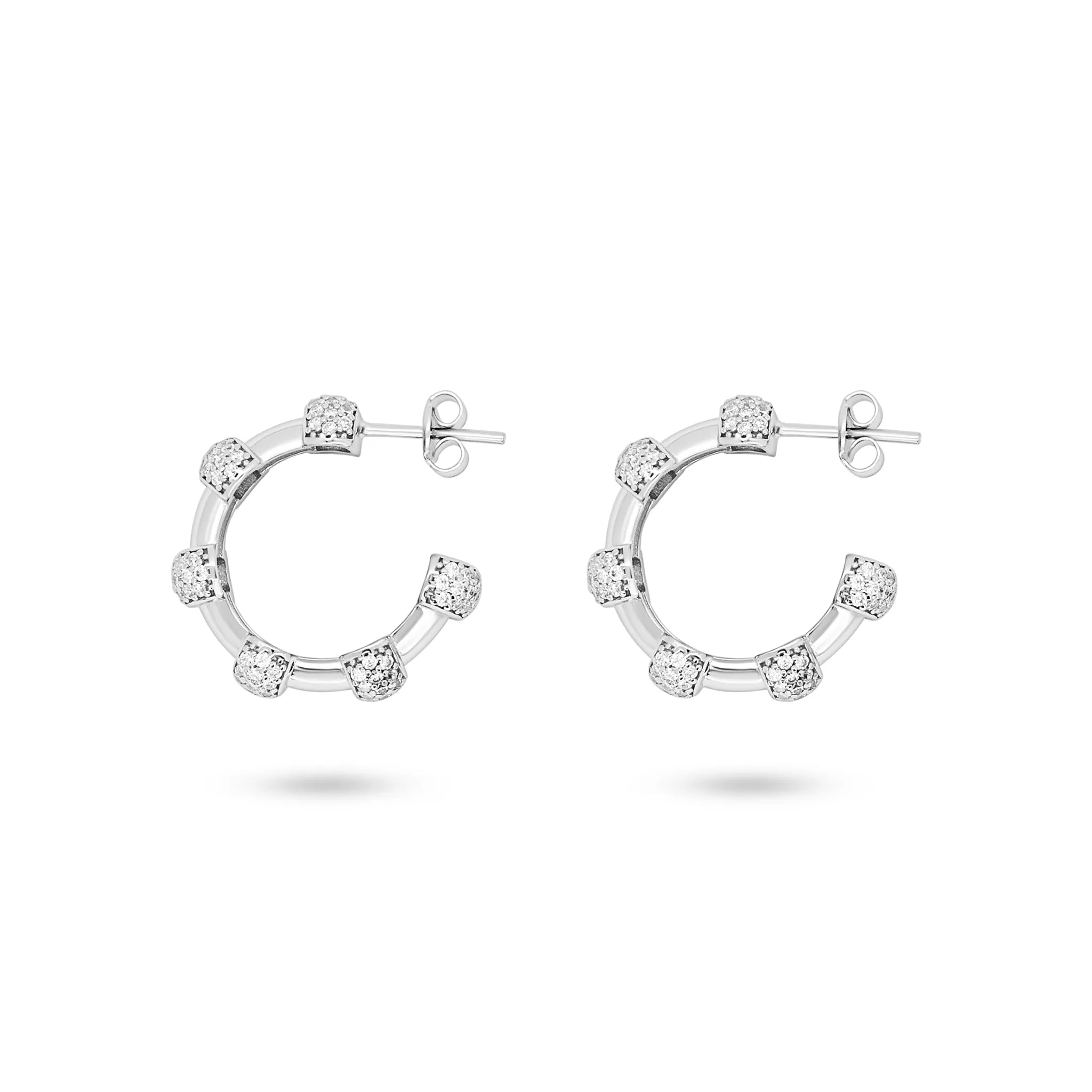 Sparkling Pave Segmented Link Hoops