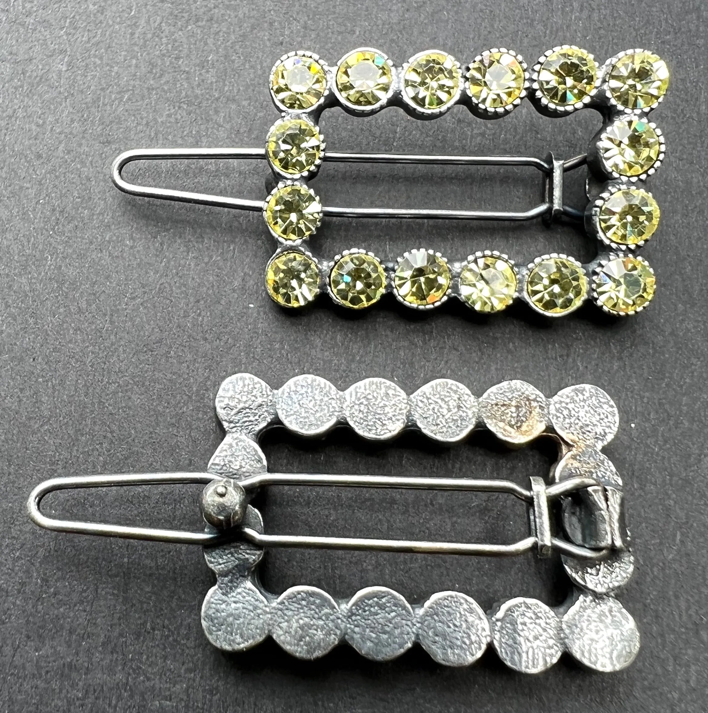 Sparkly 1980s Swarovski Crystal 3cm Hair Clip - Pink or Green