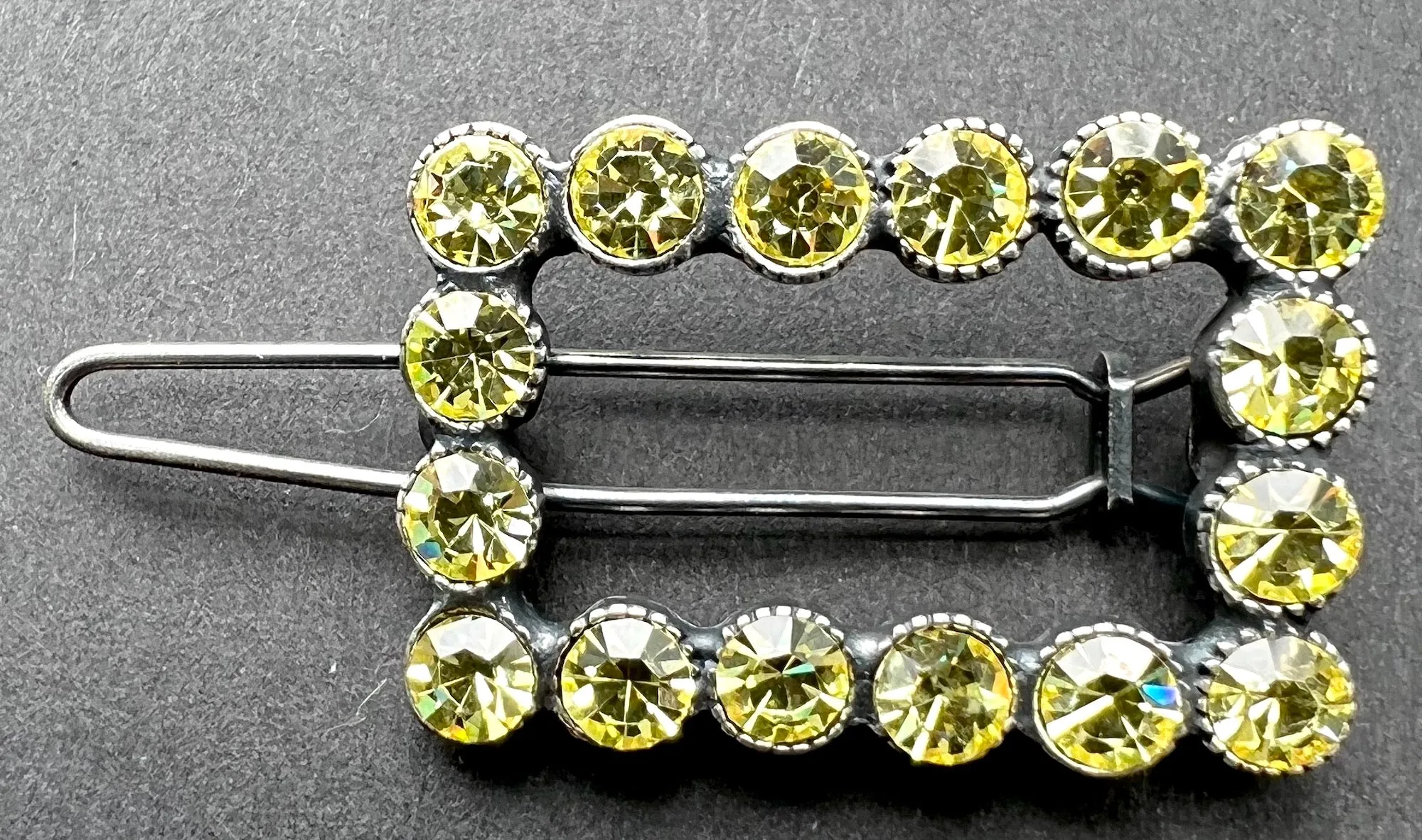Sparkly 1980s Swarovski Crystal 3cm Hair Clip - Pink or Green