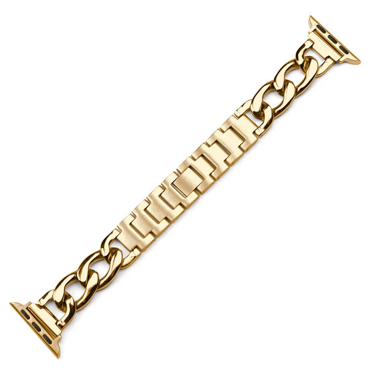 Stainless Steel Chain Bracelet Compatible With Apple Watch Band for 38MM 40MM 41MM-Gold