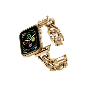 Stainless Steel Chain Bracelet Compatible With Apple Watch Band for 38MM 40MM 41MM-Gold