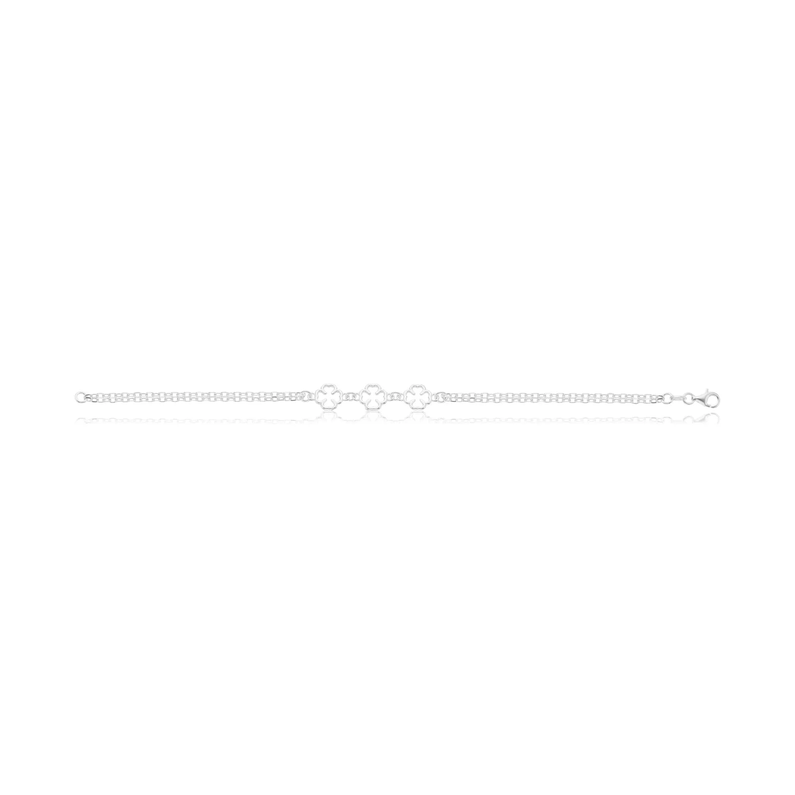 Sterling Silver 19cm Clover Bracelet