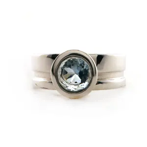 Sterling Silver Aquamarine Cut Out Ring