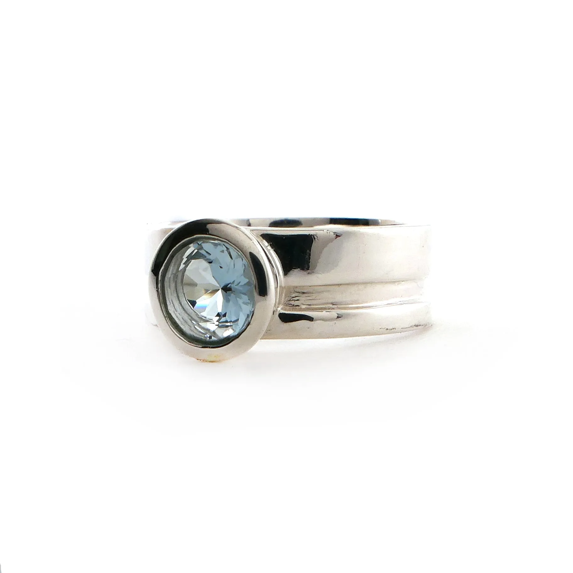 Sterling Silver Aquamarine Cut Out Ring