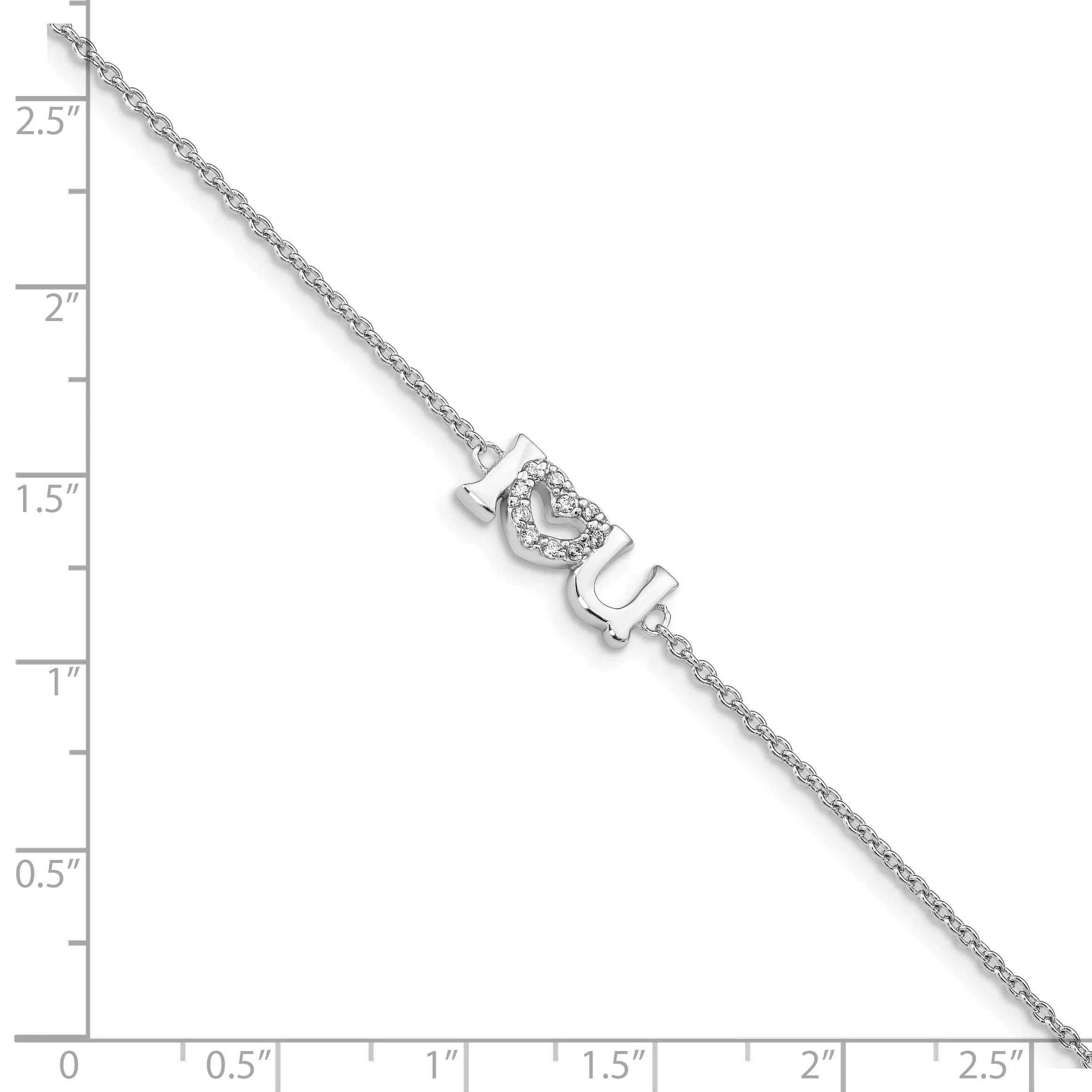 Sterling Silver Cubic Zirconia I Heart Bracelet