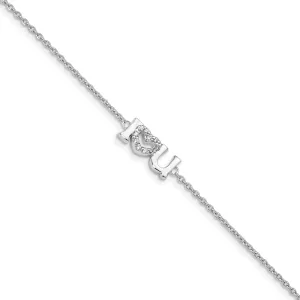 Sterling Silver Cubic Zirconia I Heart Bracelet