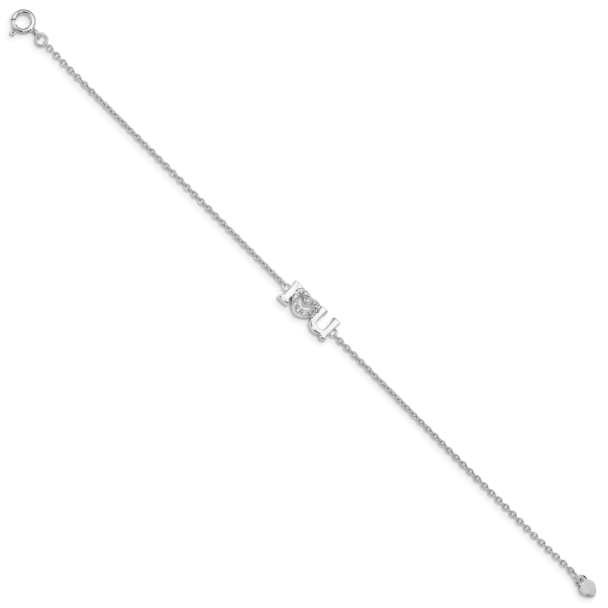 Sterling Silver Cubic Zirconia I Heart Bracelet