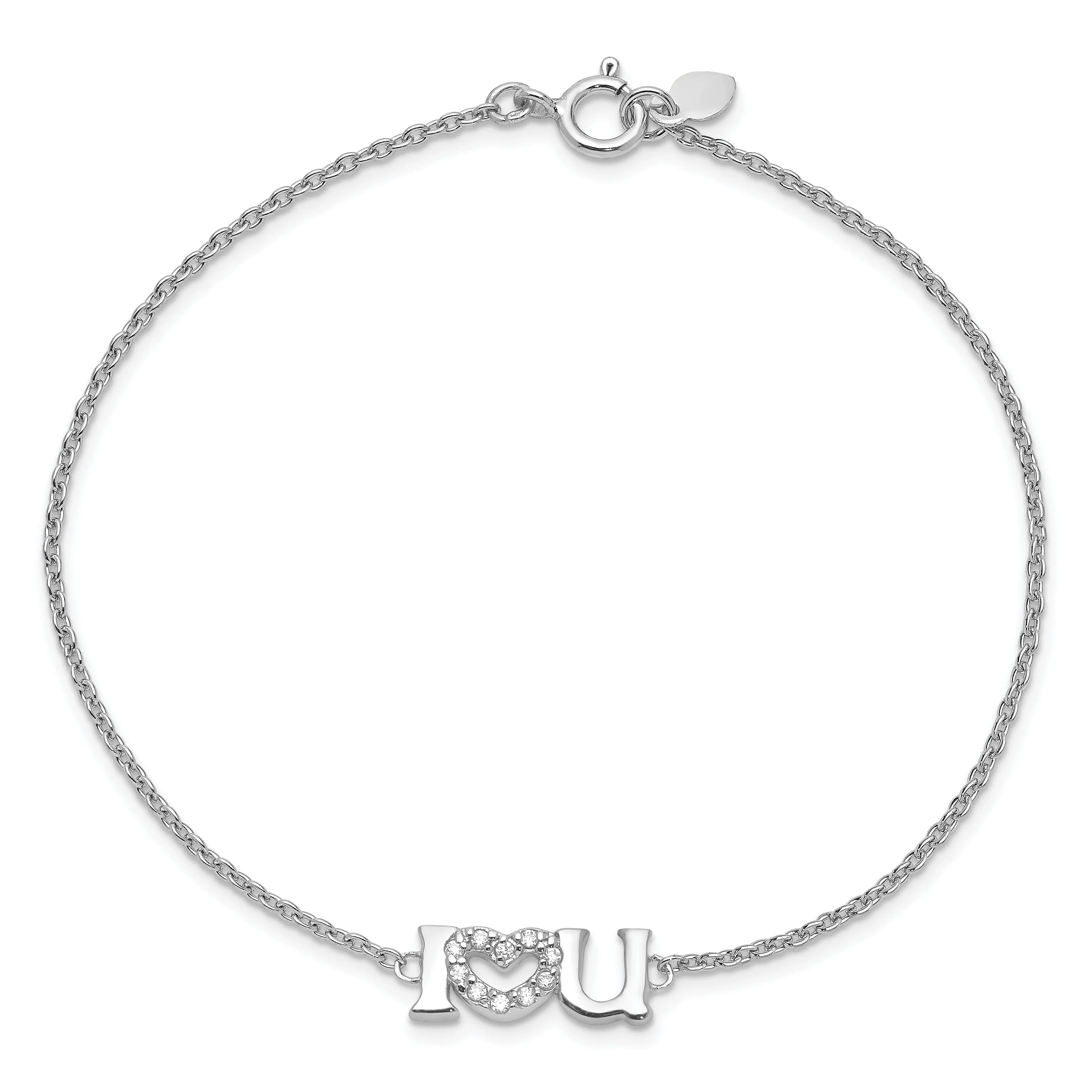 Sterling Silver Cubic Zirconia I Heart Bracelet