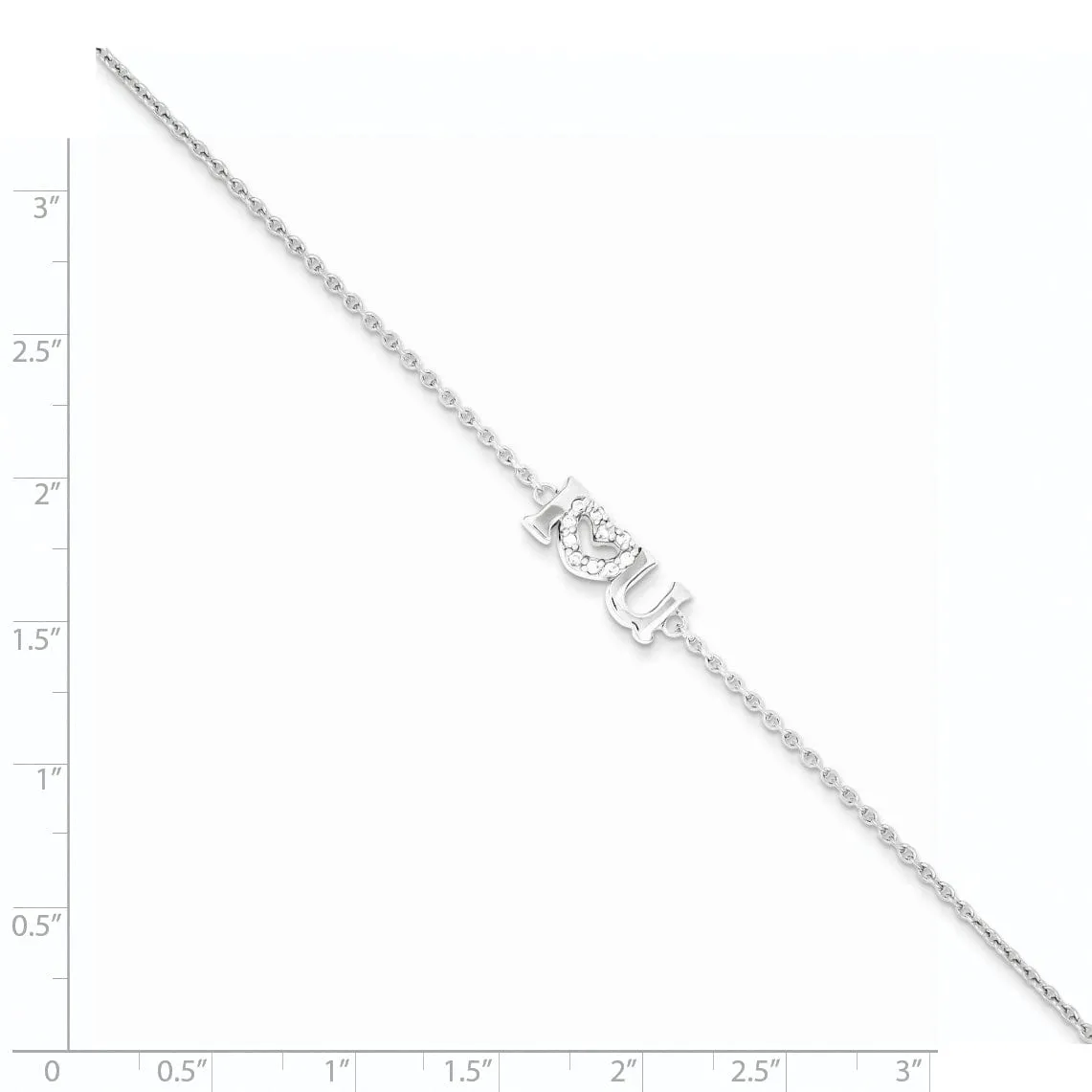 Sterling Silver Cubic Zirconia I Heart Bracelet