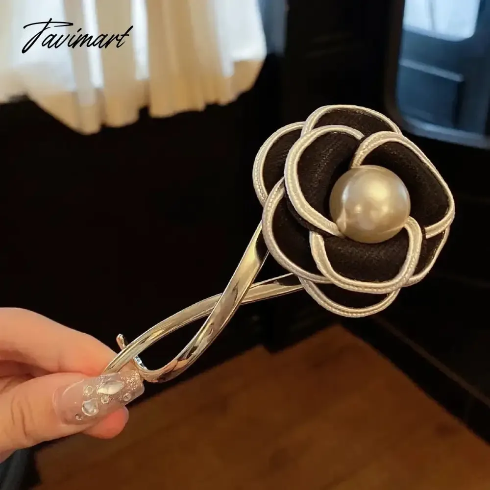 Tavimart Elegant Camellias Hair Claw Clip for Women Hair Bun Hairpin Headwear Metal Barrettes Banana Twist Clips Hair Clip for Girl Tiara